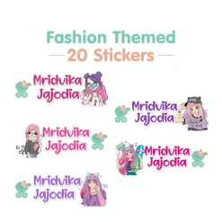 Baby Moo Fashion Personalised Name Self Adhesive Transparent Embossed Stickers, 3D Labels 20 Pcs Stationery Set for Children - Pink
