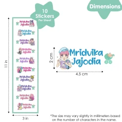 Baby Moo Fashion Personalised Name Self Adhesive Transparent Embossed Stickers, 3D Labels 10 Pcs Stationery Set for Children - Pink