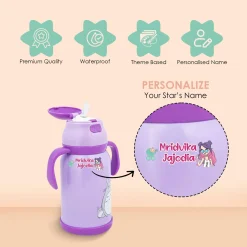Baby Moo Fashion Personalised Name Self Adhesive Transparent Embossed Stickers, 3D Labels 20 Pcs Stationery Set for Children - Pink