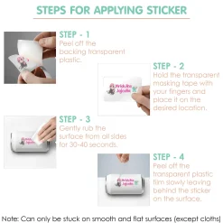 Baby Moo Fashion Personalised Name Self Adhesive Transparent Embossed Stickers, 3D Labels 10 Pcs Stationery Set for Children - Pink