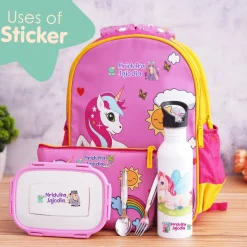 Baby Moo Fashion Personalised Name Self Adhesive Transparent Embossed Stickers, 3D Labels 20 Pcs Stationery Set for Children - Pink