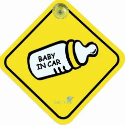Baby Moo Feeding Bottle Sign Board With Vacuum Suction Cup Clip - Yellow