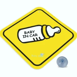 Baby Moo Feeding Bottle Sign Board With Vacuum Suction Cup Clip - Yellow