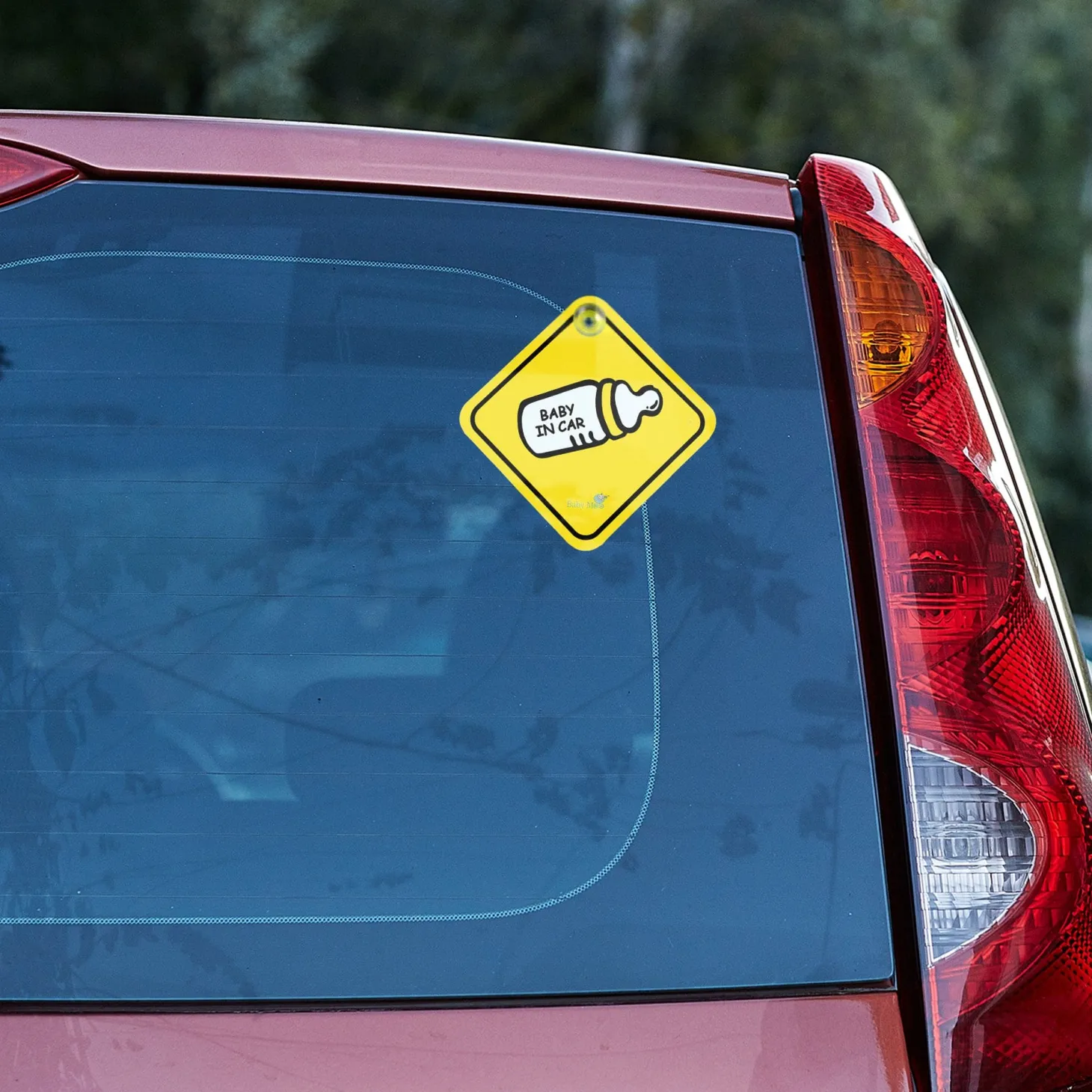 Baby Moo Feeding Bottle Sign Board With Vacuum Suction Cup Clip - Yellow