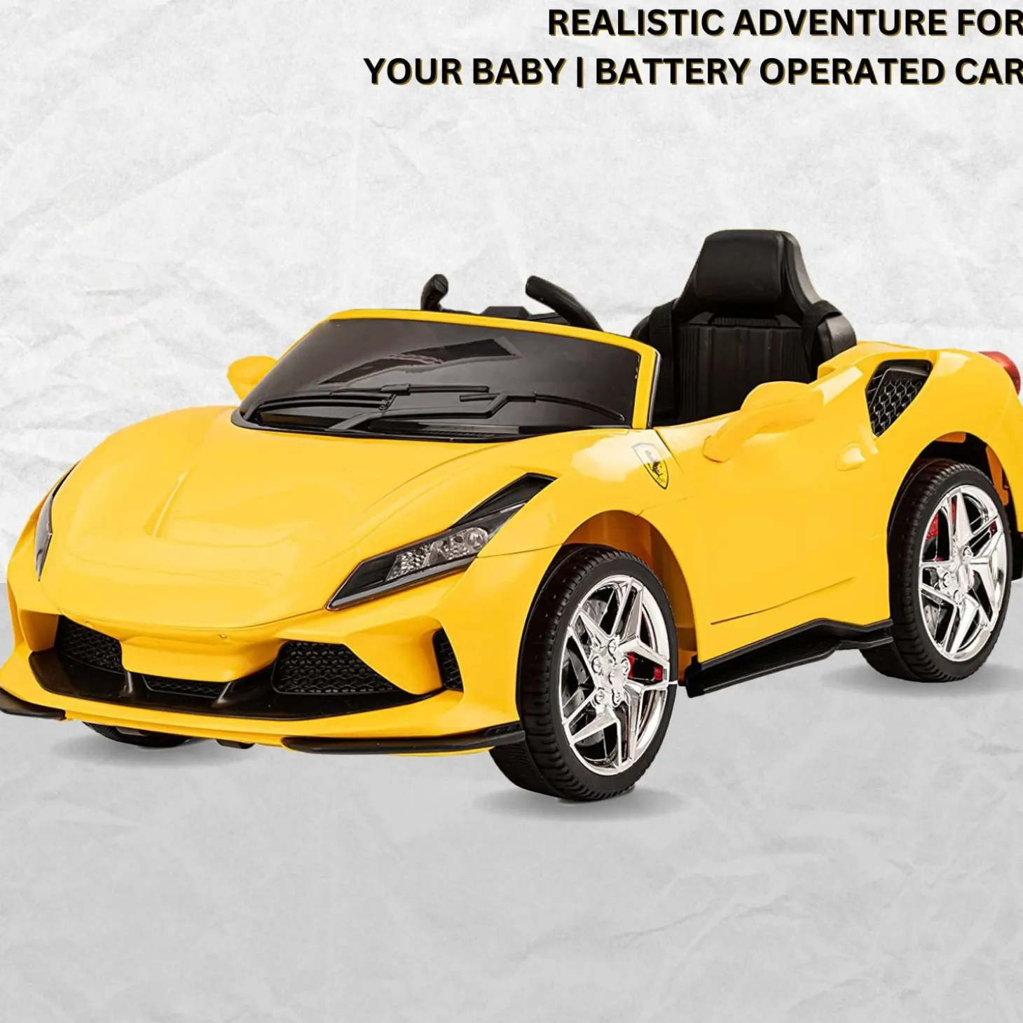 Baby Moo Ferrari F8 12V Battery Operated Ride On Car for Kids | Remote Control | Rechargeable Battery | USB MP3 Player | Ages 1-6 - Yellow