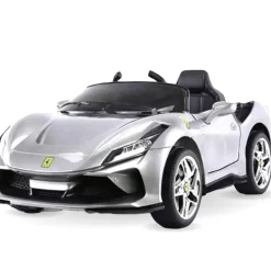 Baby Moo Ferrari F8 12V Battery Operated Ride On Car for Kids | Remote Control | Rechargeable Battery | USB MP3 Player | Ages 1-6 - Silver