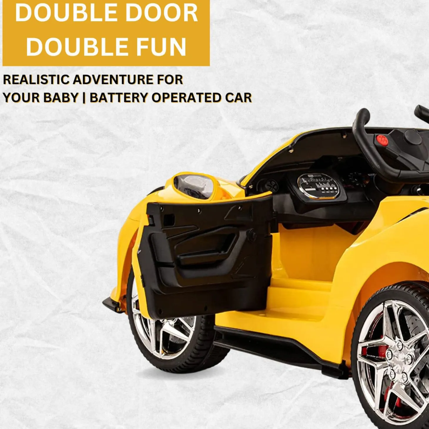 Baby Moo Ferrari F8 12V Battery Operated Ride On Car for Kids | Remote Control | Rechargeable Battery | USB MP3 Player | Ages 1-6 - Yellow
