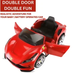 Baby Moo Ferrari F8 12V Battery Operated Ride On Car for Kids | Remote Control | Rechargeable Battery | USB MP3 Player | Ages 1-6 - Red
