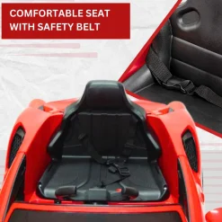 Baby Moo Ferrari F8 12V Battery Operated Ride On Car for Kids | Remote Control | Rechargeable Battery | USB MP3 Player | Ages 1-6 - Red