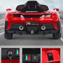 Baby Moo Ferrari F8 12V Battery Operated Ride On Car for Kids | Electric Car with Remote Control | Rechargeable Battery-Powered Toy with LED Lights, Music & USB Port | Age 2-8 - Red