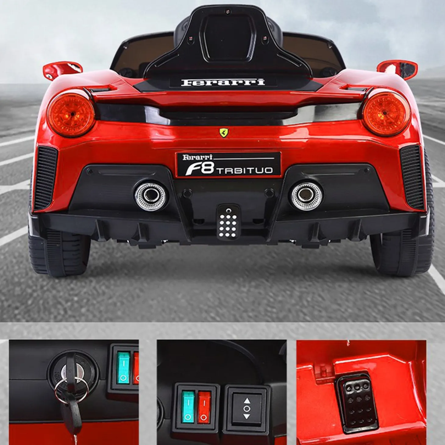 Baby Moo Ferrari F8 12V Battery Operated Ride On Car for Kids | Remote Control | Rechargeable Battery | USB MP3 Player | Ages 1-6 - Red