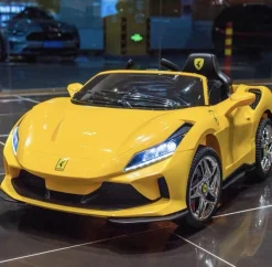 Baby Moo Ferrari F8 12V Battery Operated Ride On Car for Kids | Remote Control | Rechargeable Battery | USB MP3 Player | Ages 1-6 - Yellow