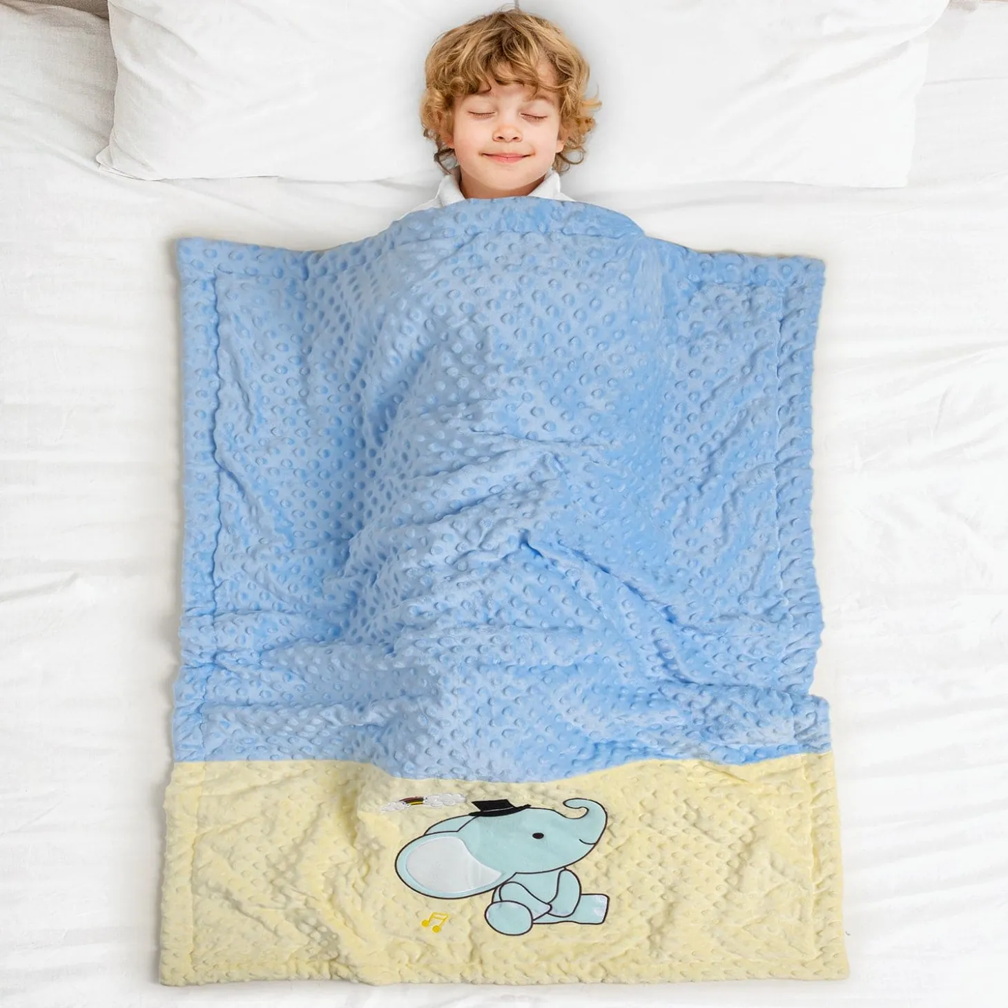 Baby Moo Festive Elephant Plush Cotton All Season Nursery Blanket - Blue