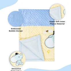 Baby Moo Festive Elephant Plush Cotton All Season Nursery Blanket - Blue
