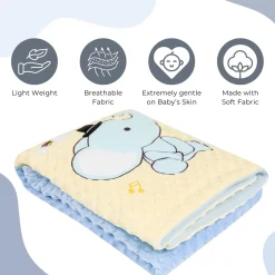 Baby Moo Festive Elephant Plush Cotton All Season Nursery Blanket - Blue