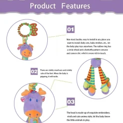 Baby Moo Flexible Giraffe Hanging Toy With Teether - Multicolour