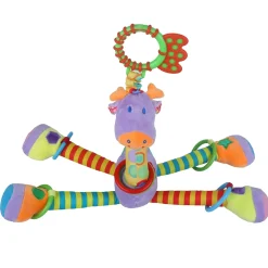 Baby Moo Flexible Giraffe Hanging Toy With Teether - Multicolour