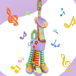 Baby Moo Flexible Giraffe Hanging Toy With Teether - Multicolour
