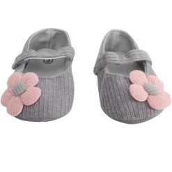 Baby Moo Floral Applique Grey And Peach Booties