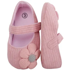 Baby Moo Floral Applique Peach Booties