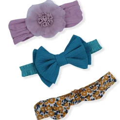 Baby Moo Floral Bow Headband Set of 3 - Multicolour
