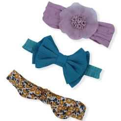 Baby Moo Floral Bow Headband Set of 3 - Multicolour