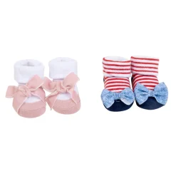 Baby Moo Floral Bow Infant Girl 4-Piece Gift Hairband And Socks Set - Pink