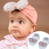 Baby Moo Floral Bow Matching Cap And Socks Set - Peach