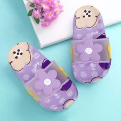 Baby Moo Floral 3D Beach Slippers Sliders - Purple