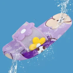 Baby Moo Floral 3D Beach Slippers Sliders - Purple