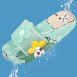 Baby Moo Floral 3D Beach Slippers Sliders - Sea Green