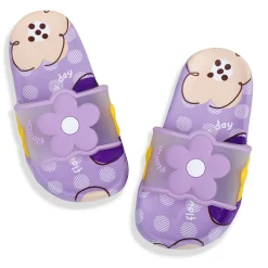 Baby Moo Floral 3D Beach Slippers Sliders - Purple