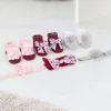 Baby Moo Floral Infant Girl 6-Piece Gift Hairband And Socks Set - Maroon