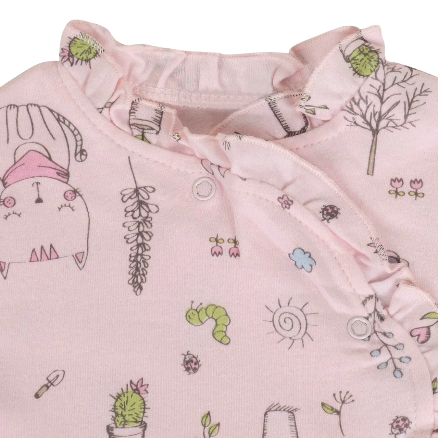 Baby Moo Floral Kitty Gift Set 6 Piece With Bodysuits, Pyjama, Cap, Bib And Socks - Pink
