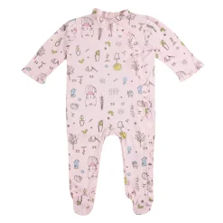 Baby Moo Floral Kitty Gift Set 6 Piece With Bodysuits, Pyjama, Cap, Bib And Socks - Pink