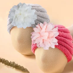 Baby Moo Floral Petals 2 Pack Turban Caps - Pink And White
