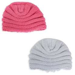 Baby Moo Floral Petals 2 Pack Turban Caps - Pink And White