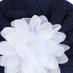 Baby Moo Floral Petals 2 Pack Turban Caps - Pink And Navy Blue