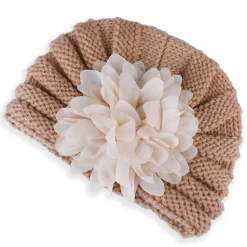 Baby Moo Floral Petals 2 Pack Turban Caps - Red And Brown