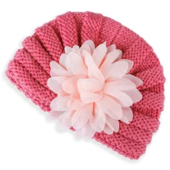 Baby Moo Floral Petals 2 Pack Turban Caps - Pink And White