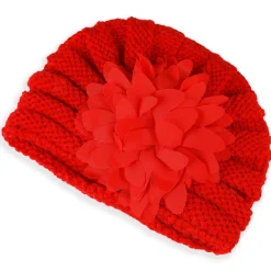 Baby Moo Floral Petals 2 Pack Turban Caps - Red And Brown