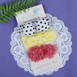 Baby Moo Floral Polka Dots Headband Set of 3 - Multicolour