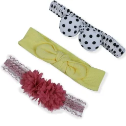 Baby Moo Floral Polka Dots Headband Set of 3 - Multicolour