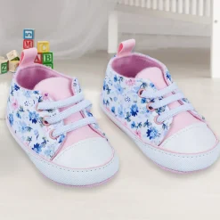 Baby Moo Floral Print Pink Lace Up Booties