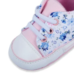 Baby Moo Floral Print Pink Lace Up Booties