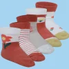 Baby Moo Floral Soft Socks Pack of 5 - Peach, White