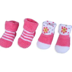 Baby Moo Floral Stripes Newborn Breathable Infant Cotton Socks - Pink