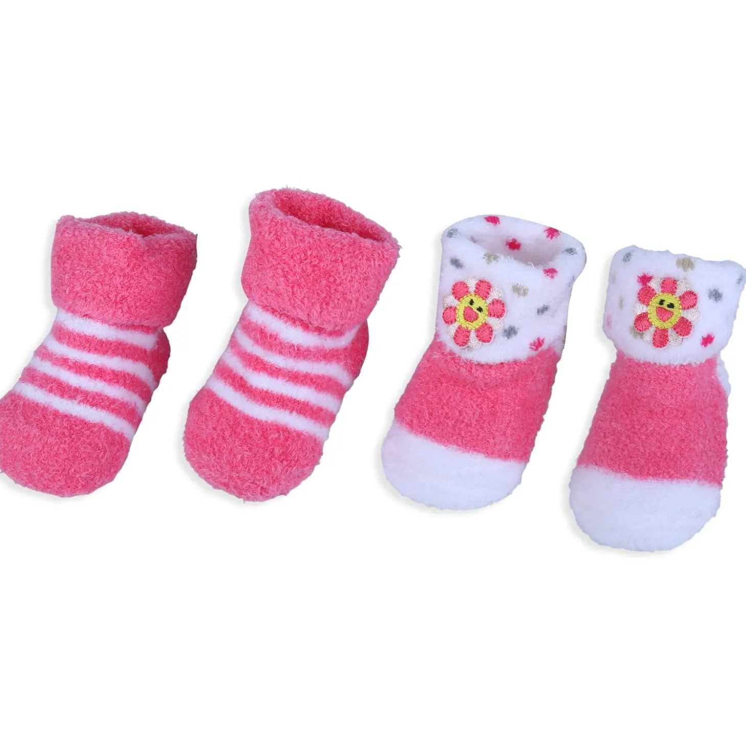 Baby Moo Floral Stripes Newborn Breathable Infant Cotton Socks - Pink