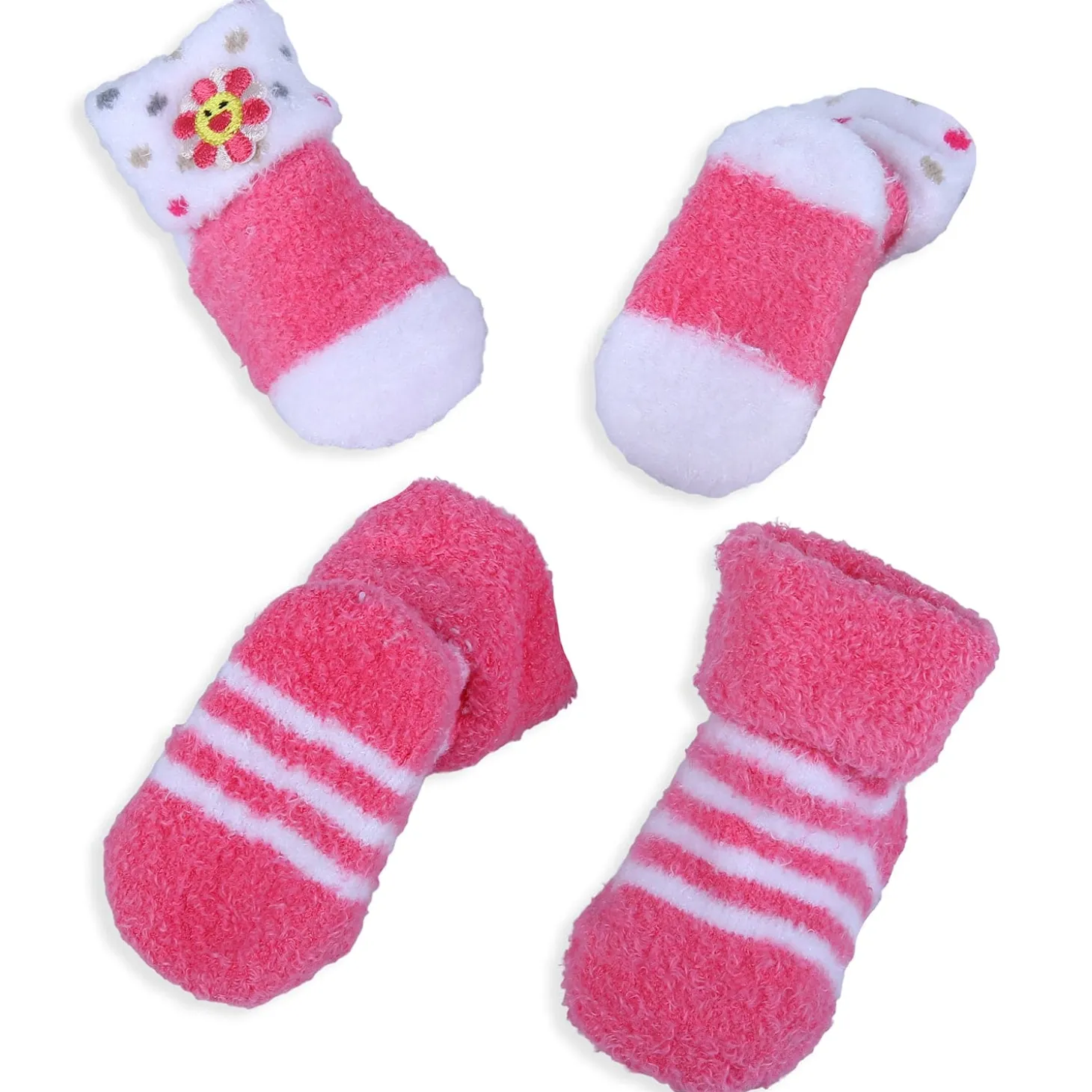 Baby Moo Floral Stripes Newborn Breathable Infant Cotton Socks - Pink