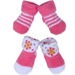 Baby Moo Floral Stripes Newborn Breathable Infant Cotton Socks - Pink